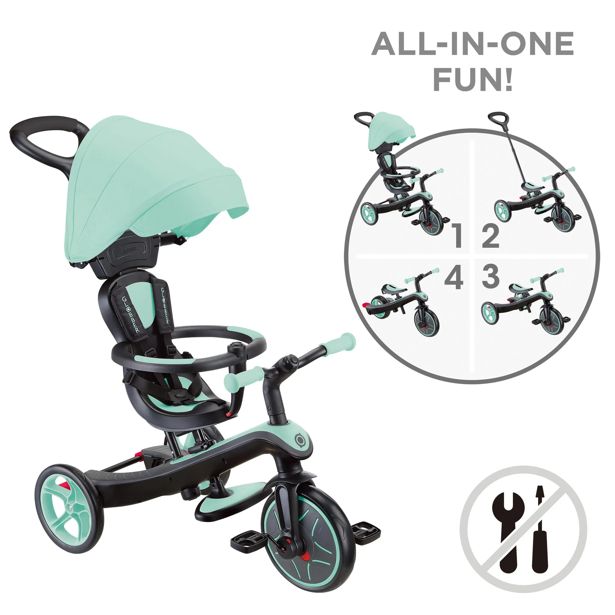 Globber Explorer Trike 4 In 1 - Mint