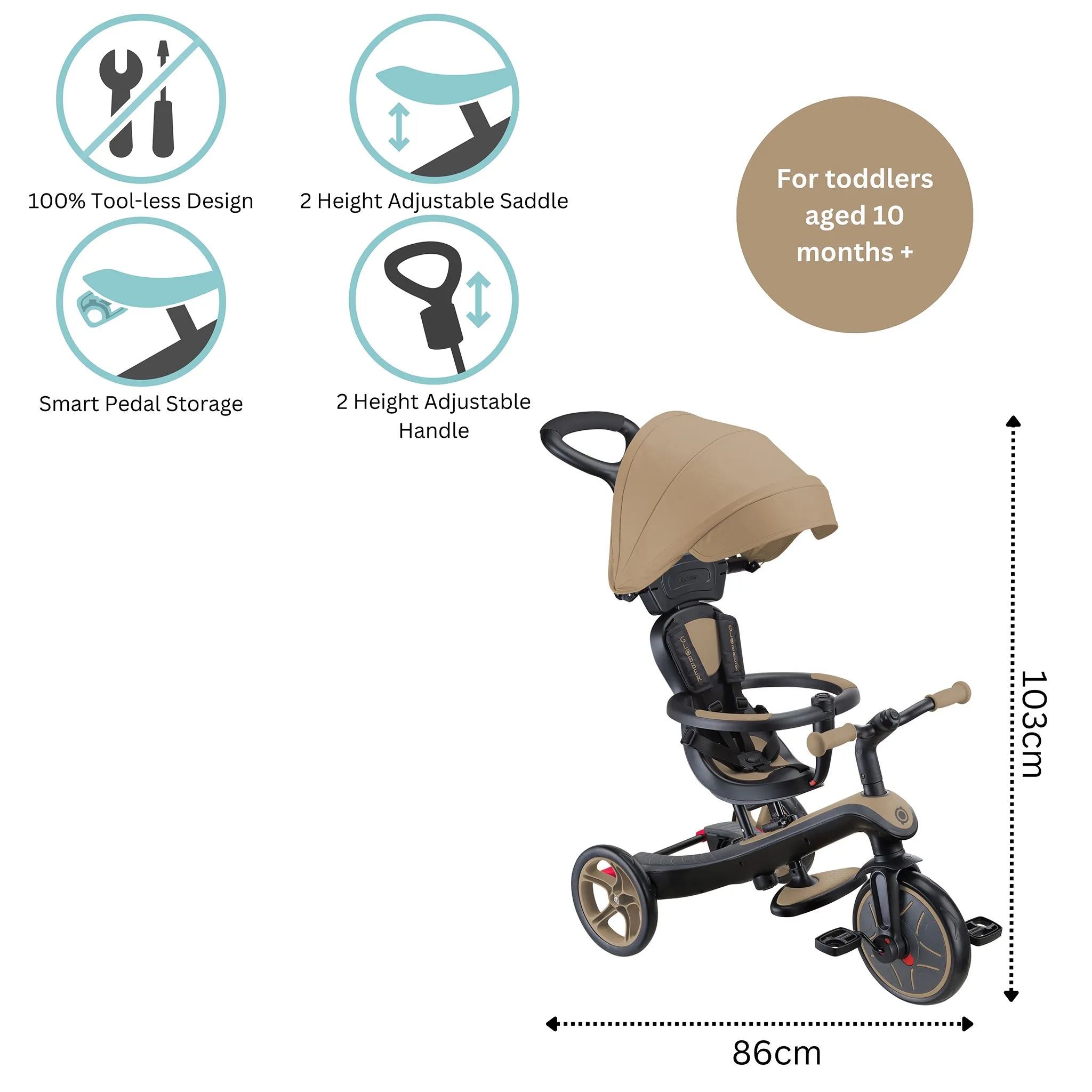 Globber Explorer Trike 4 In 1 - Sand