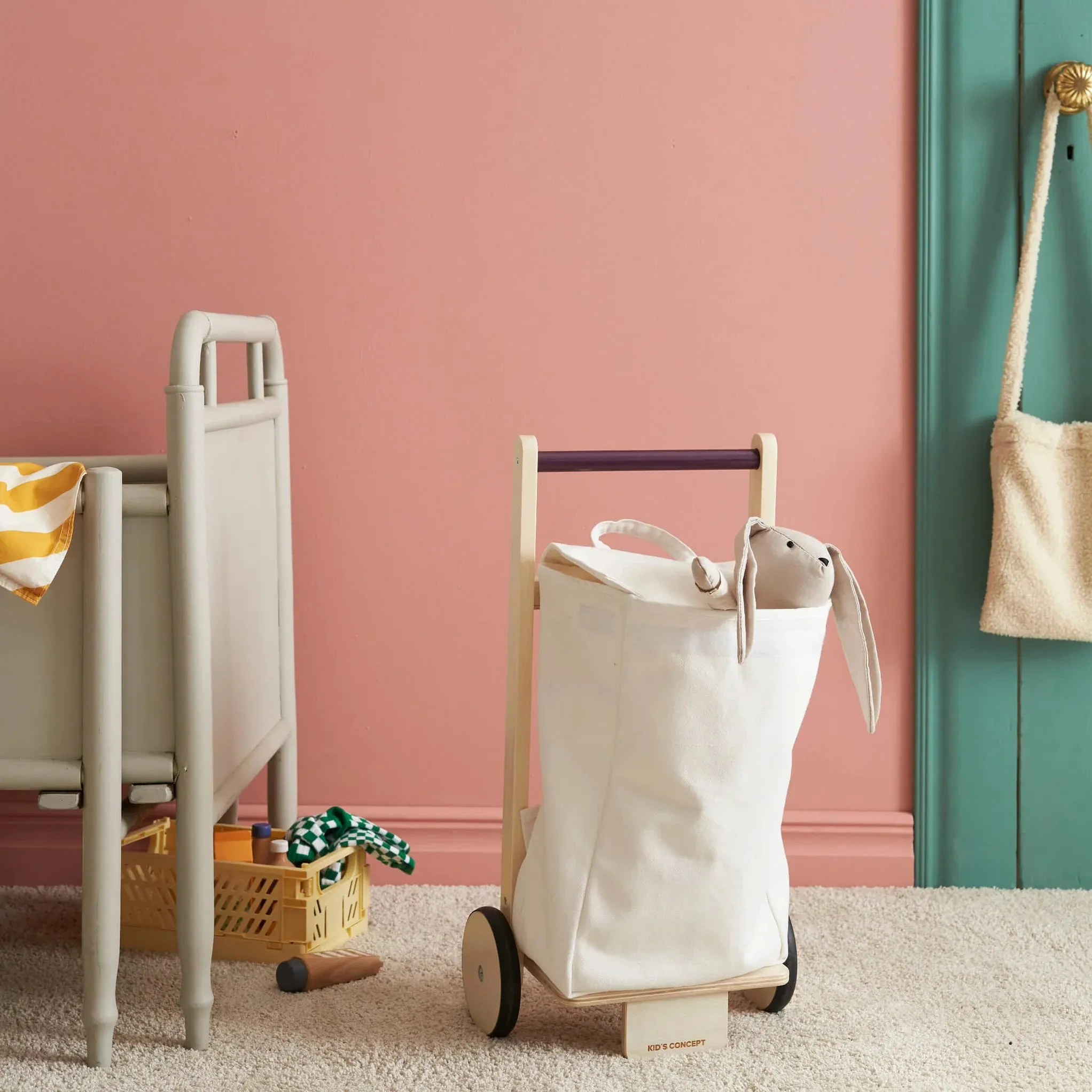 Kids Concept Toy Pull Along Shopping Trolley Cart
