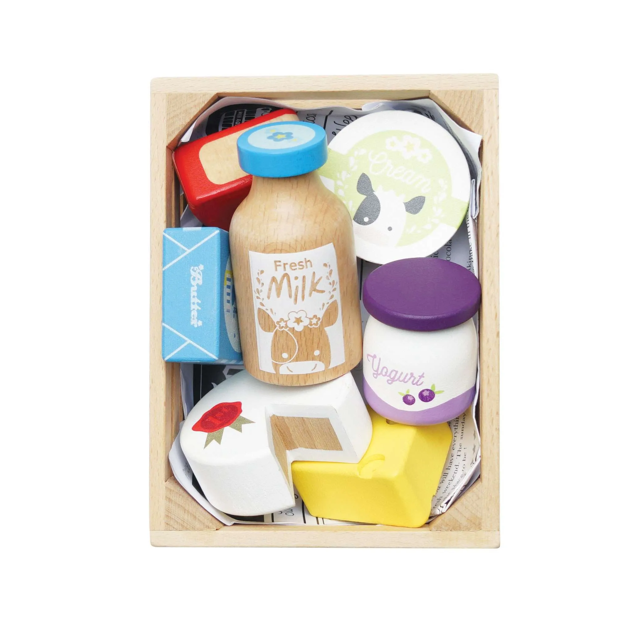 Le Toy Van Cheese & Dairy Wooden Market Crate