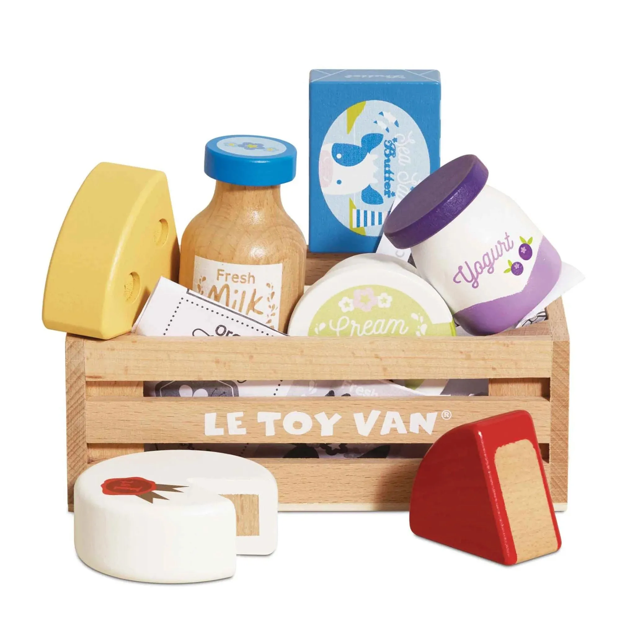 Le Toy Van Cheese & Dairy Wooden Market Crate