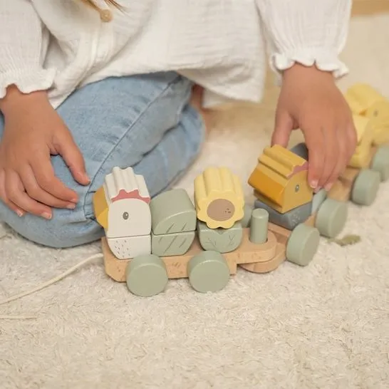 Little Dutch Chicken Wooden Stacking Train - Little Farm
