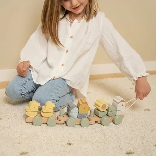 Little Dutch Chicken Wooden Stacking Train - Little Farm
