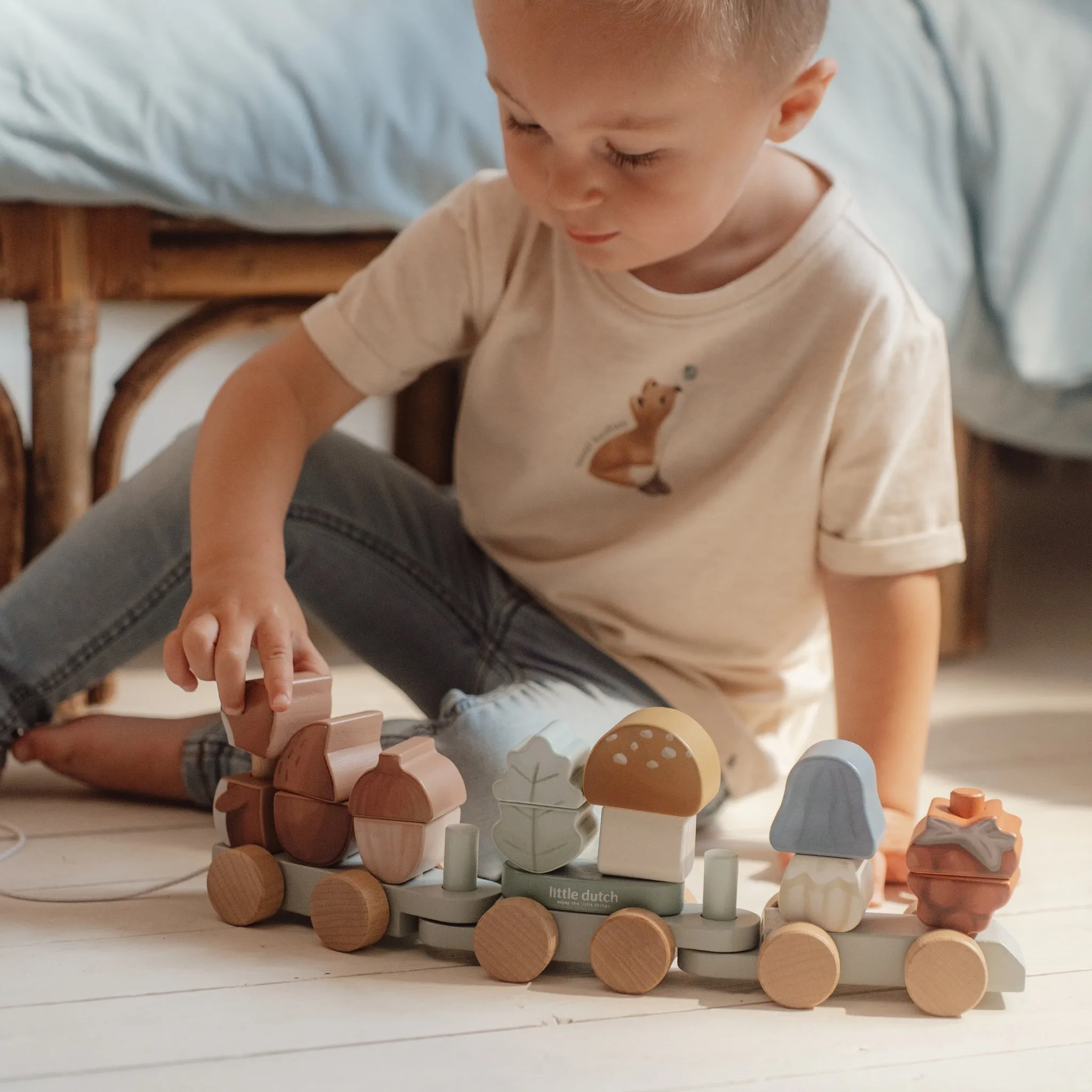 Little Dutch Squirrel Wooden Stacking Train - Forest Friends