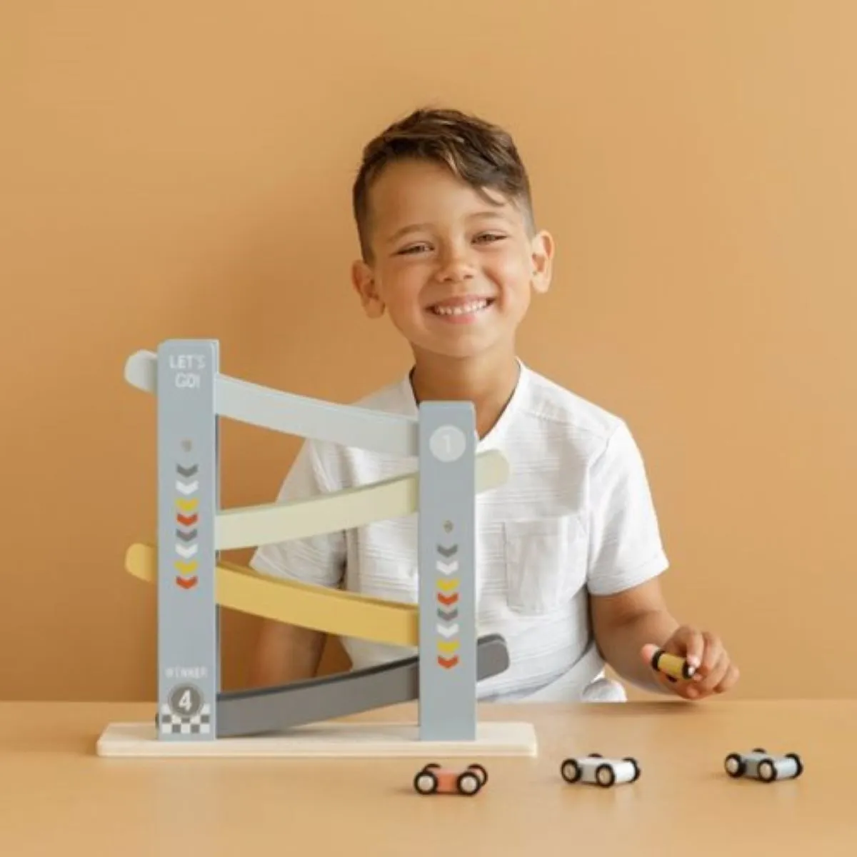 Little Dutch Wooden Ramp Racer Cars - Blue