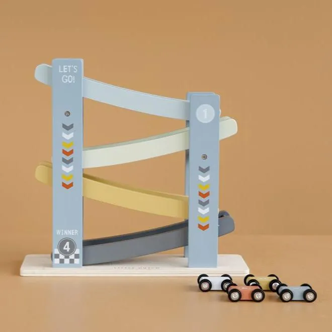 Little Dutch Wooden Ramp Racer Cars - Blue