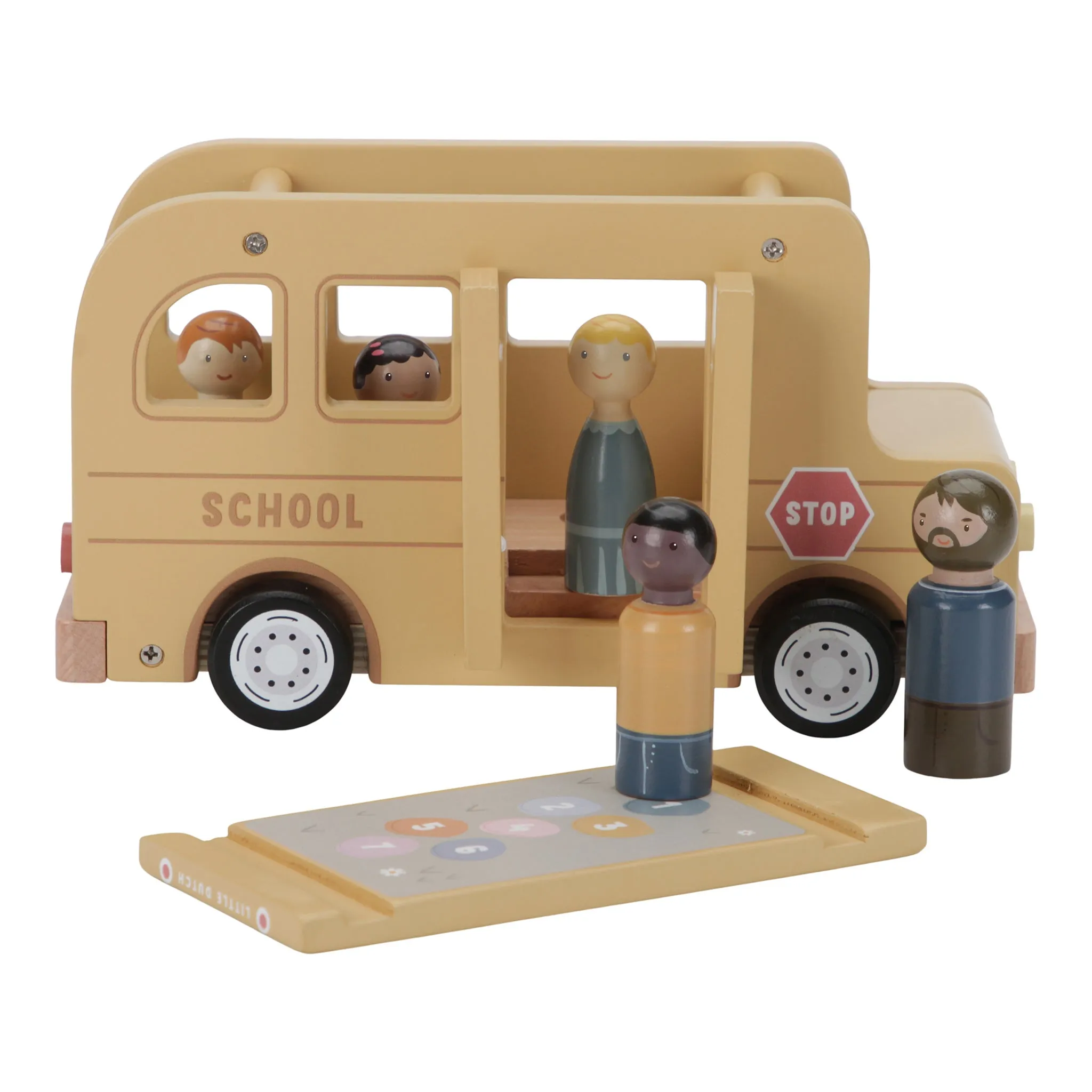 Little Dutch Wooden School Bus Playset