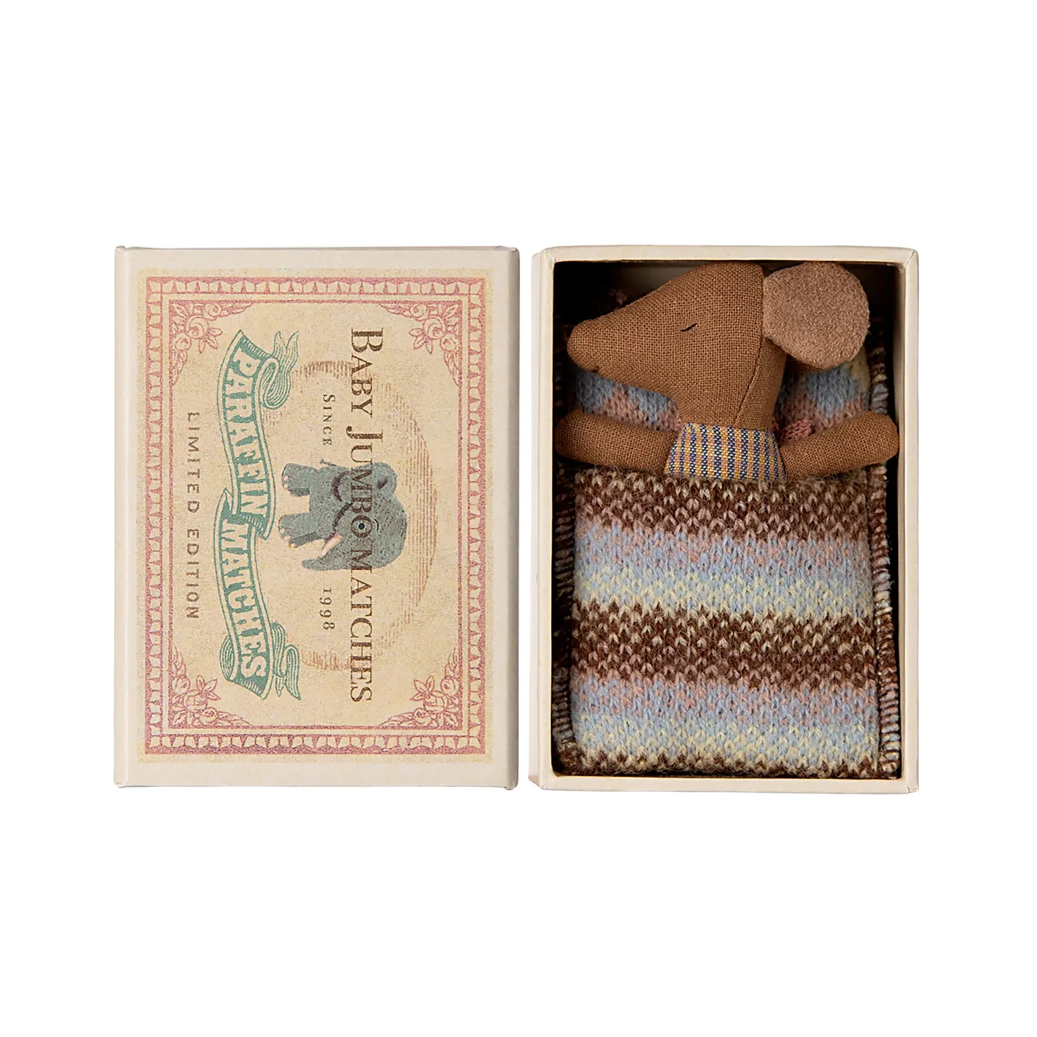 Maileg Sleepy/Wakey Baby Mouse in Box - Rose