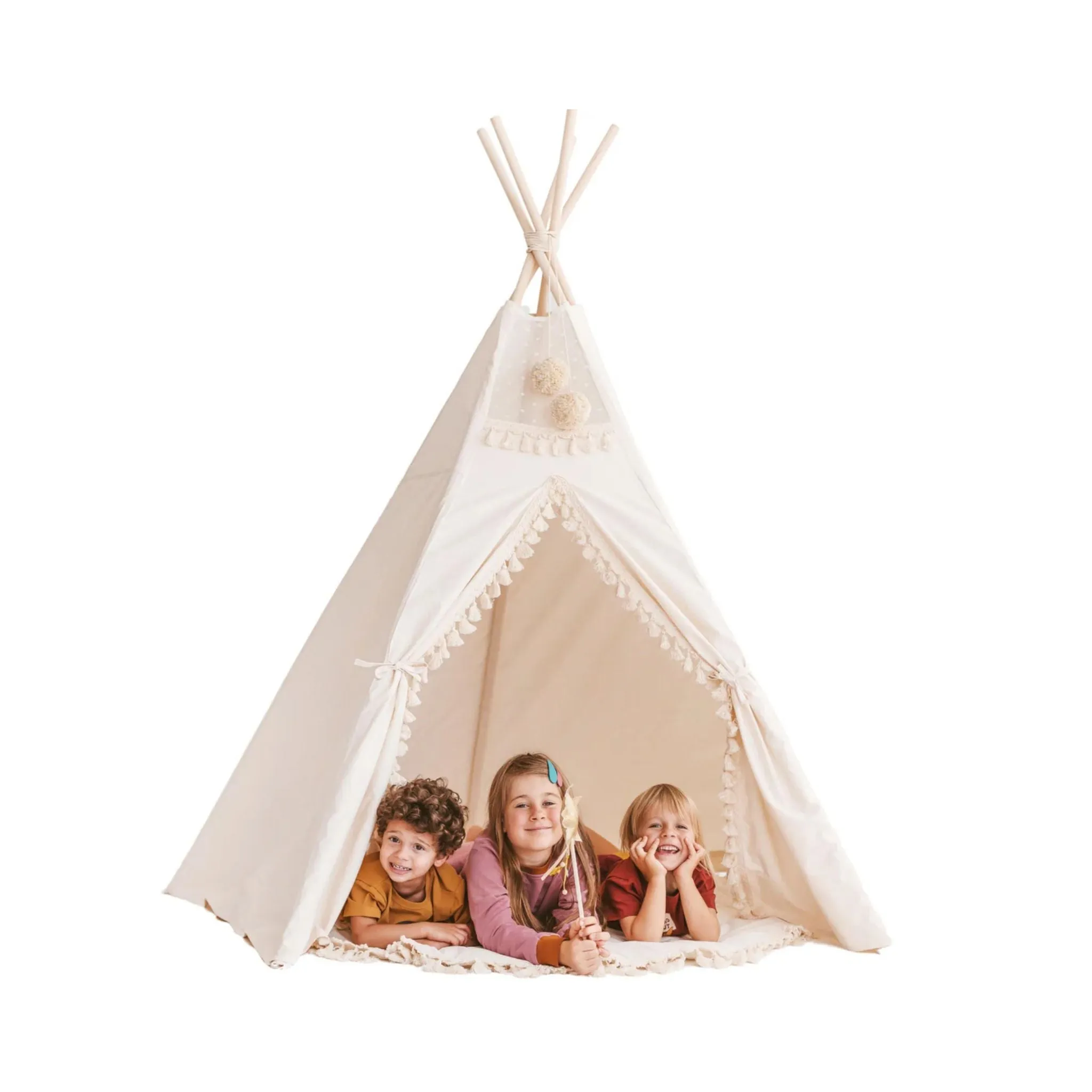 MiniCamp Boho Kids Teepee Tent with Tassels - Extra Large