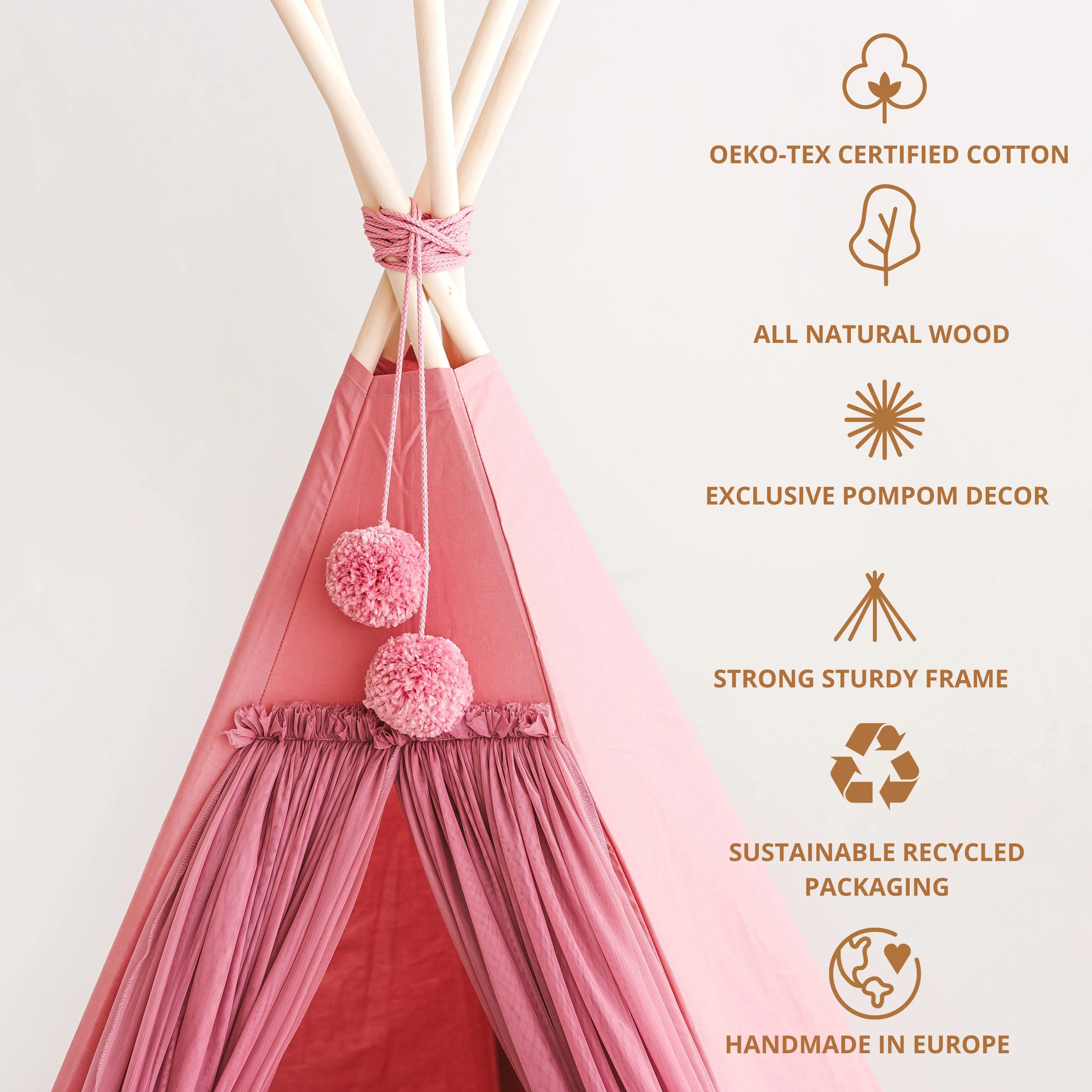 MiniCamp Fairy Teepee Play Tent With Tulle - Rose