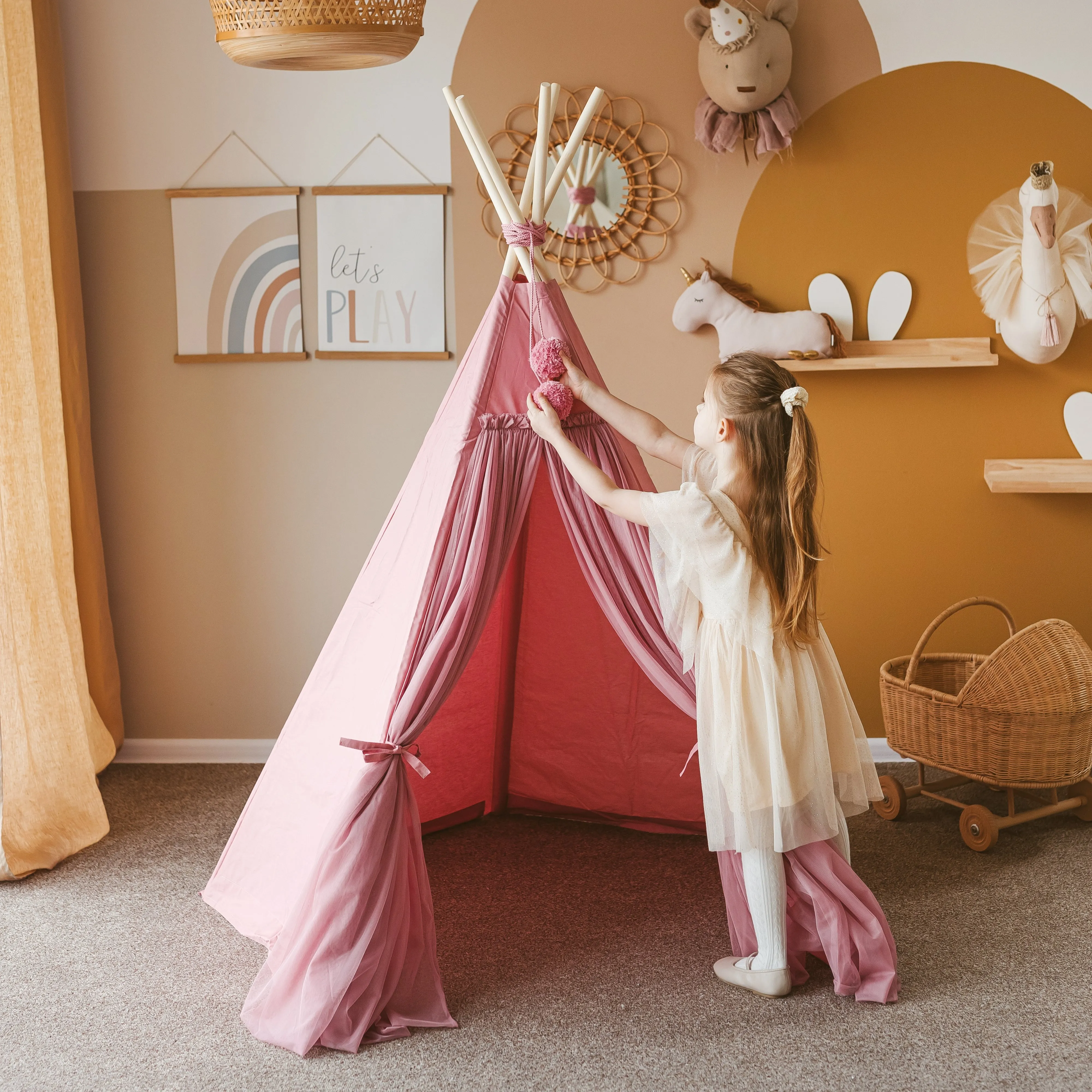 MiniCamp Fairy Teepee Play Tent With Tulle - Rose