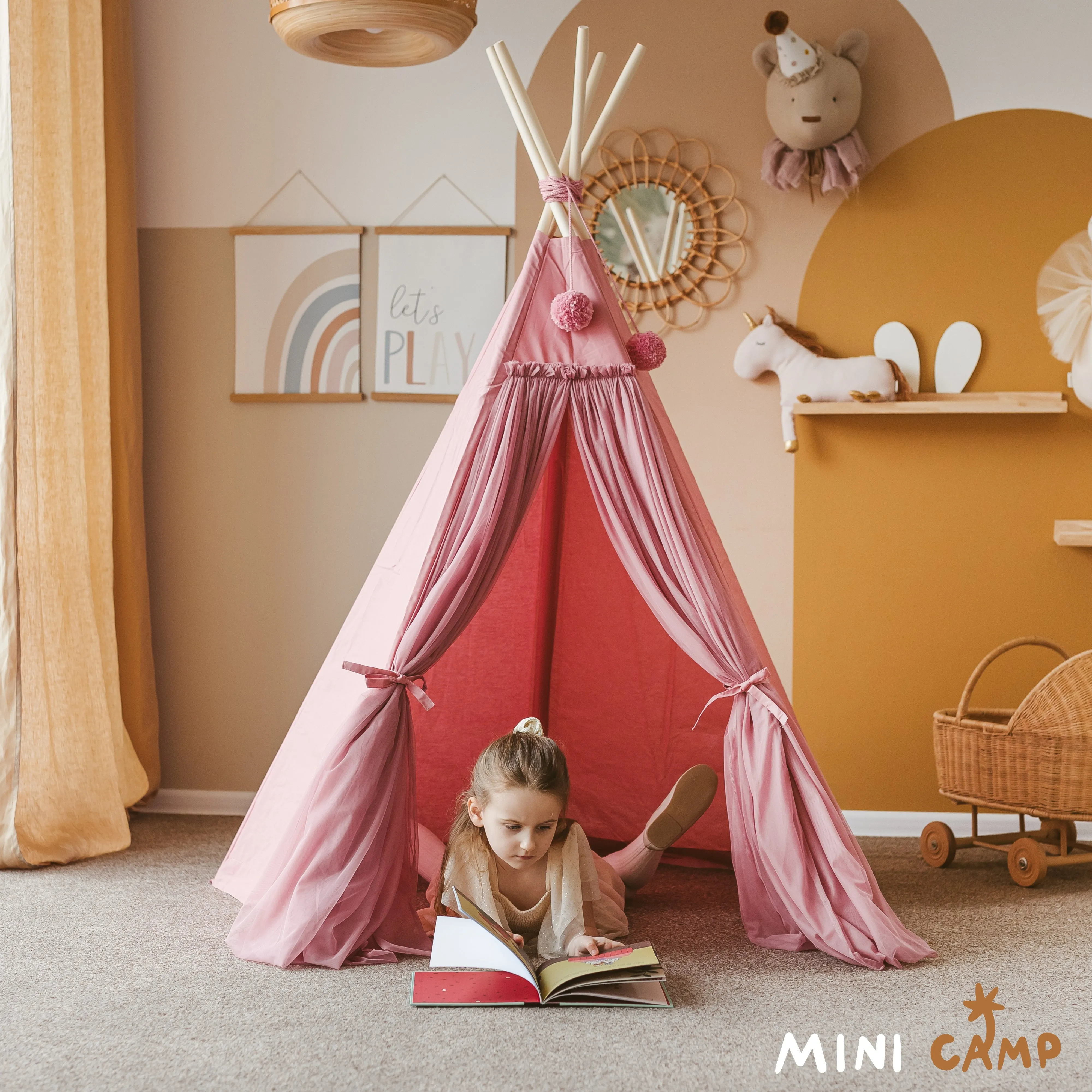 MiniCamp Fairy Teepee Play Tent With Tulle - Rose