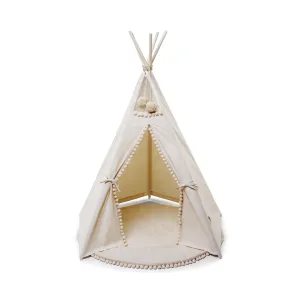 MiniCamp Teepee Play Tent With Pom Poms - Ecru