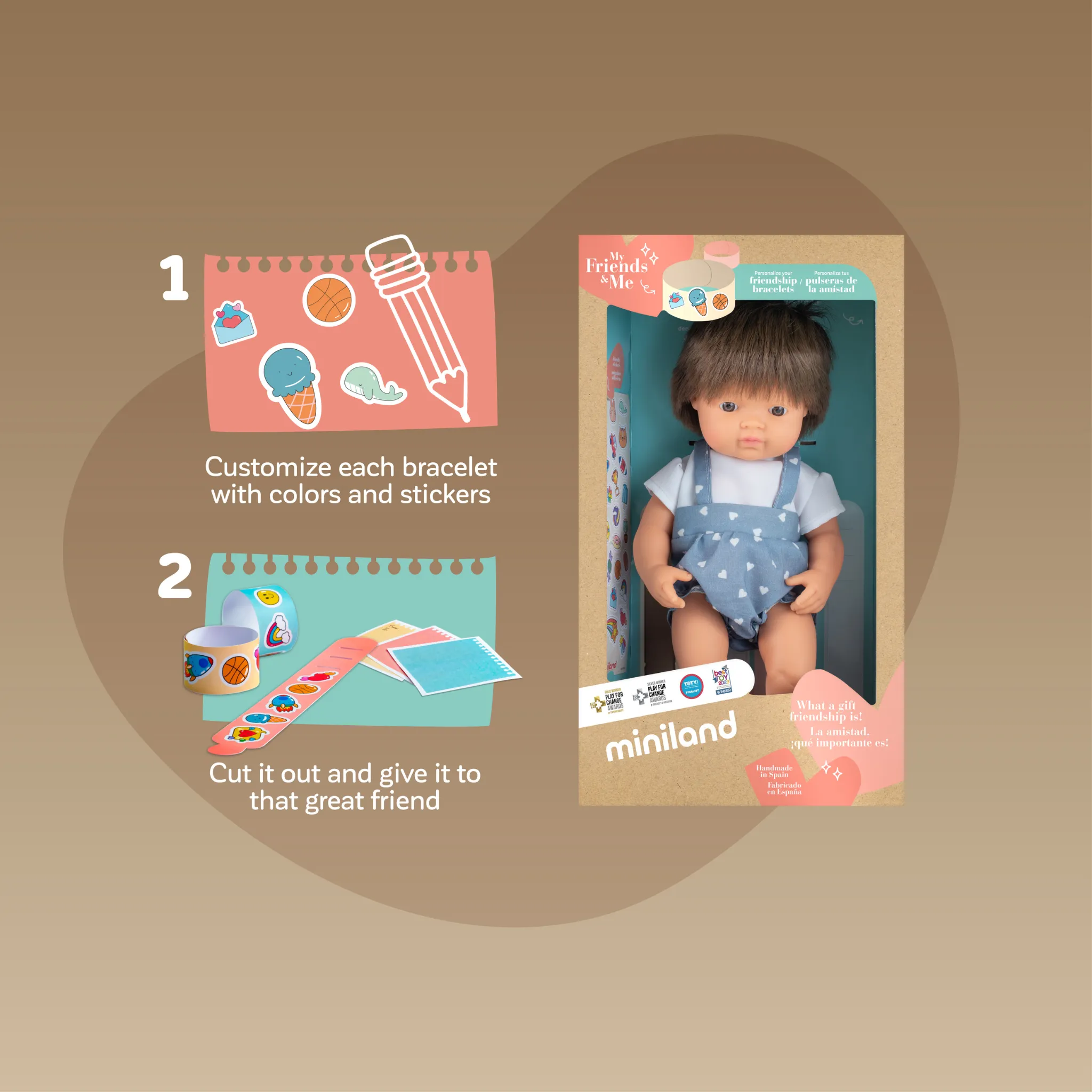 Miniland Caucasian Brown Hair Boy Doll