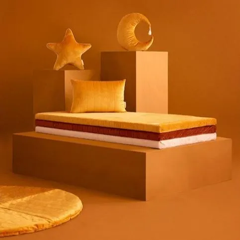 Nobodinoz Zanzibar Velvet Play Mattress - Farniente Yellow