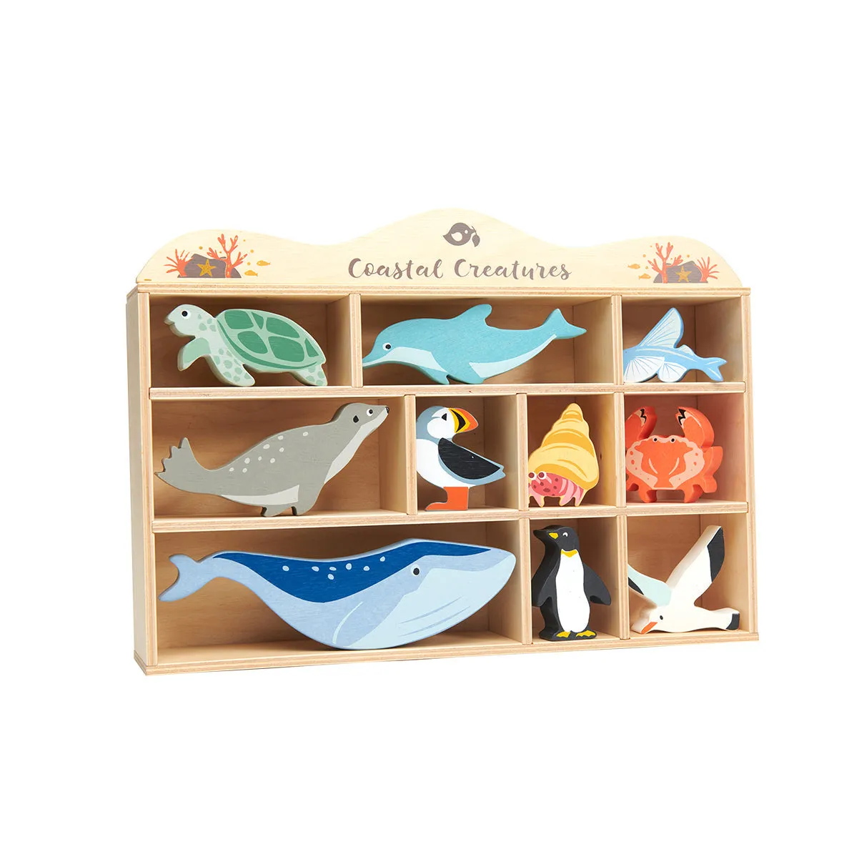 Tender Leaf Toys 10 Wooden Coastal Creatures Set