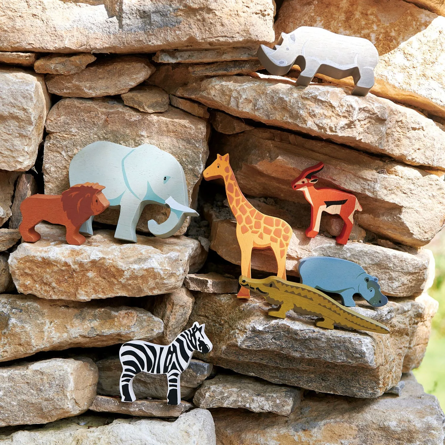 Tender Leaf Toys 8 Safari Animals Wooden Set