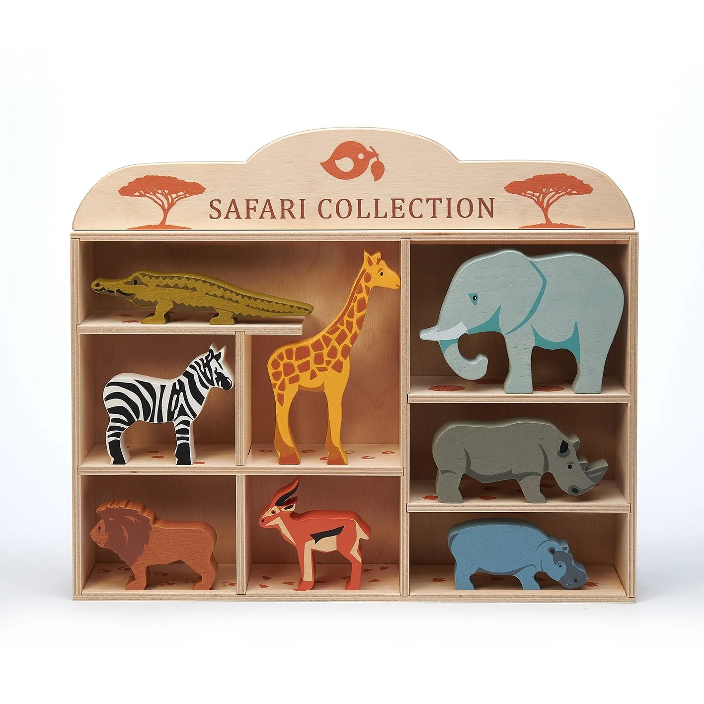 Tender Leaf Toys 8 Safari Animals Wooden Set