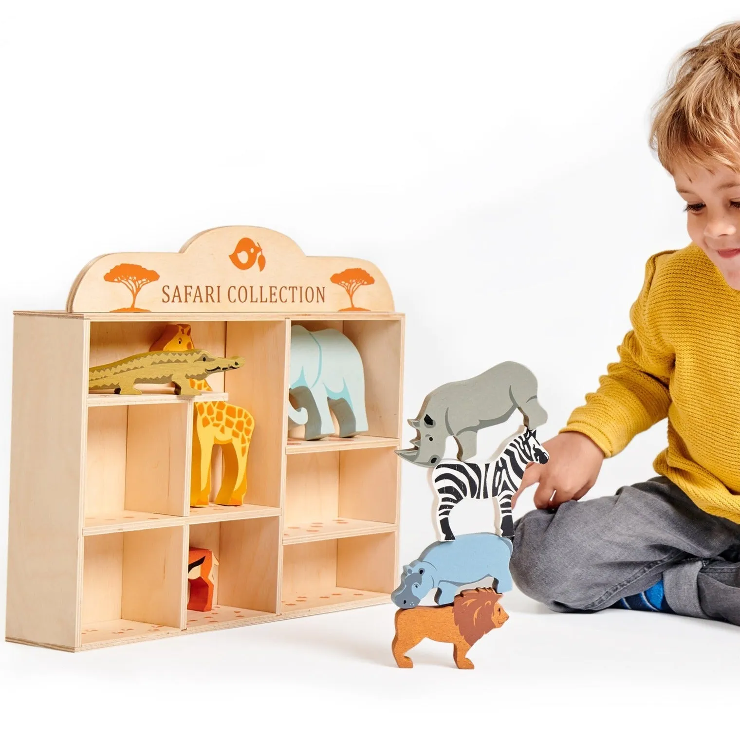 Tender Leaf Toys 8 Safari Animals Wooden Set