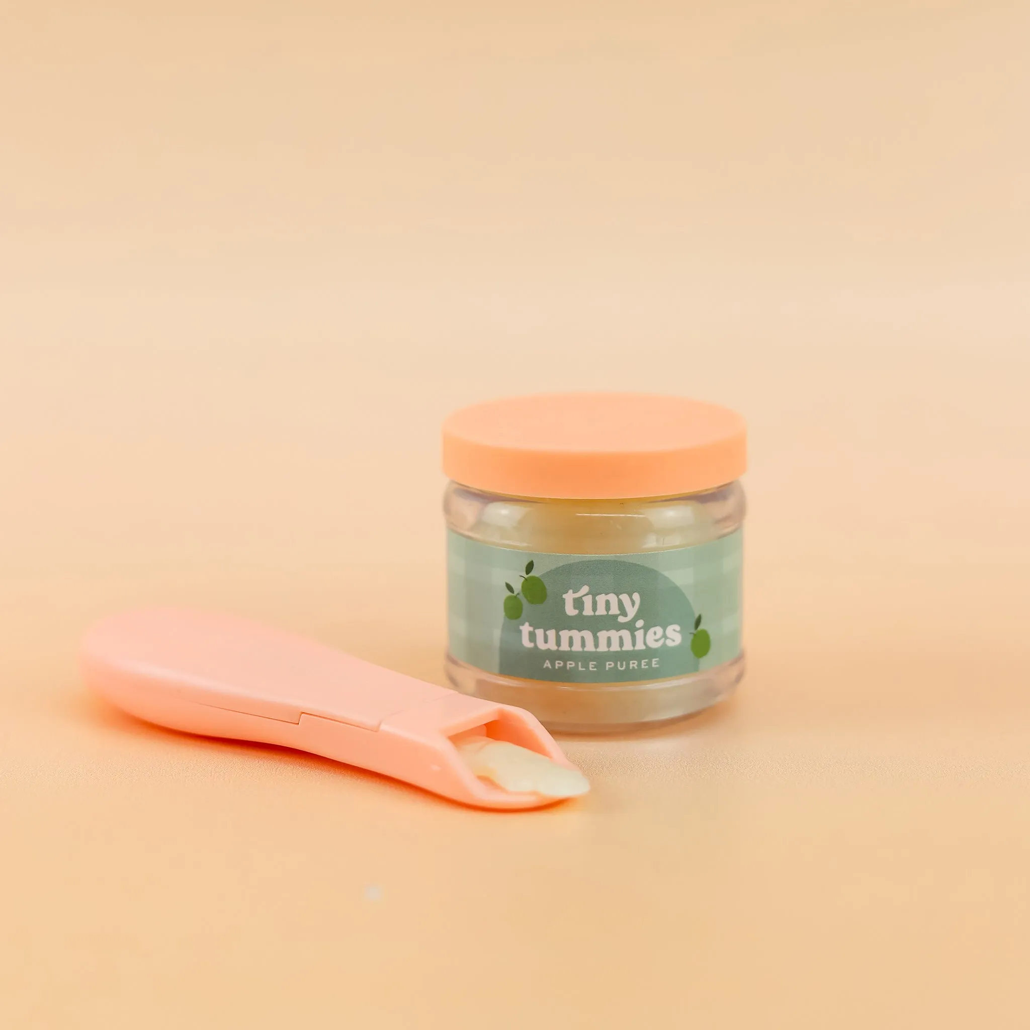 Tiny Harlow Tiny Tummies - Apple Puree Food Jar & Spoon Set