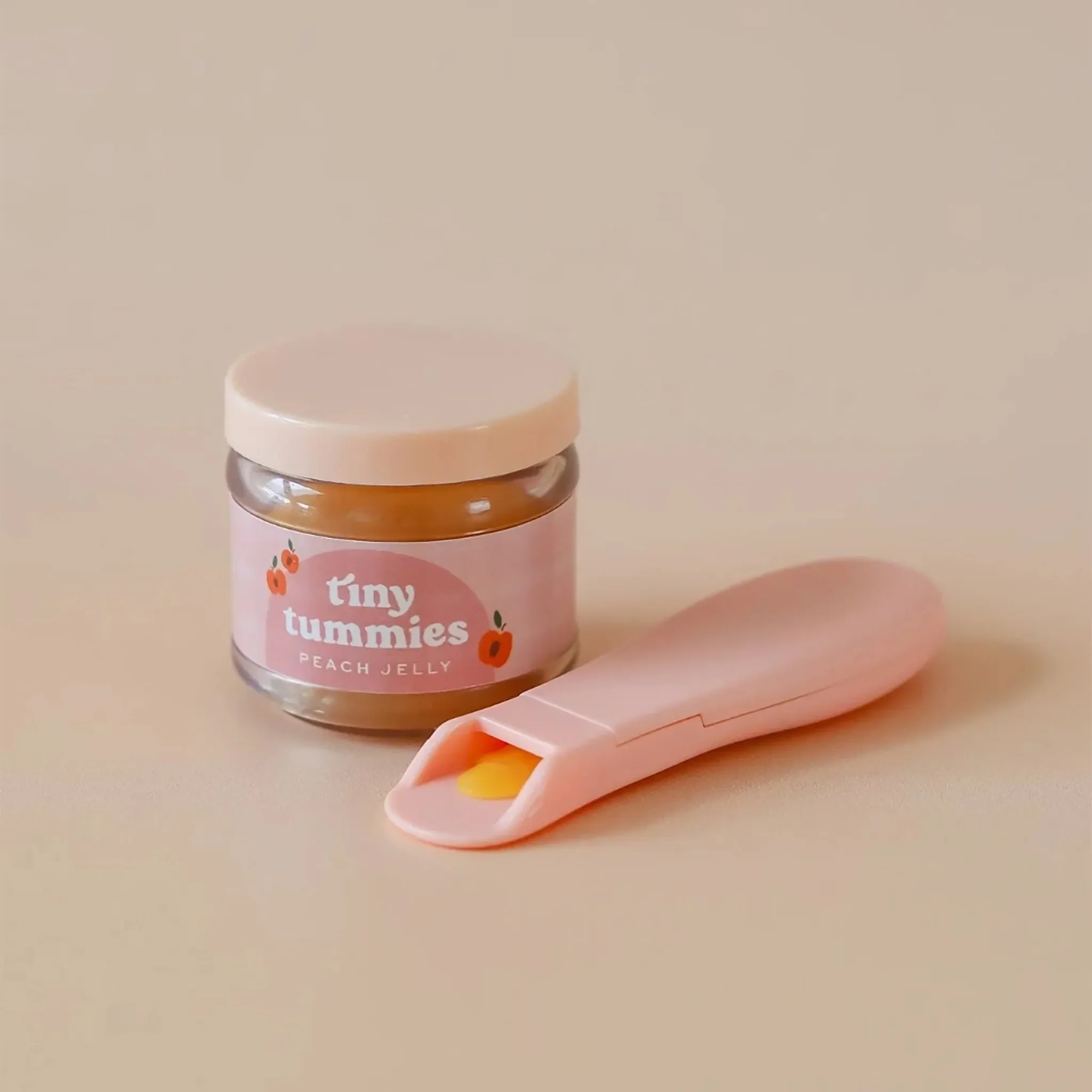 Tiny Harlow Tiny Tummies - Peach Jelly Food Jar & Spoon Set