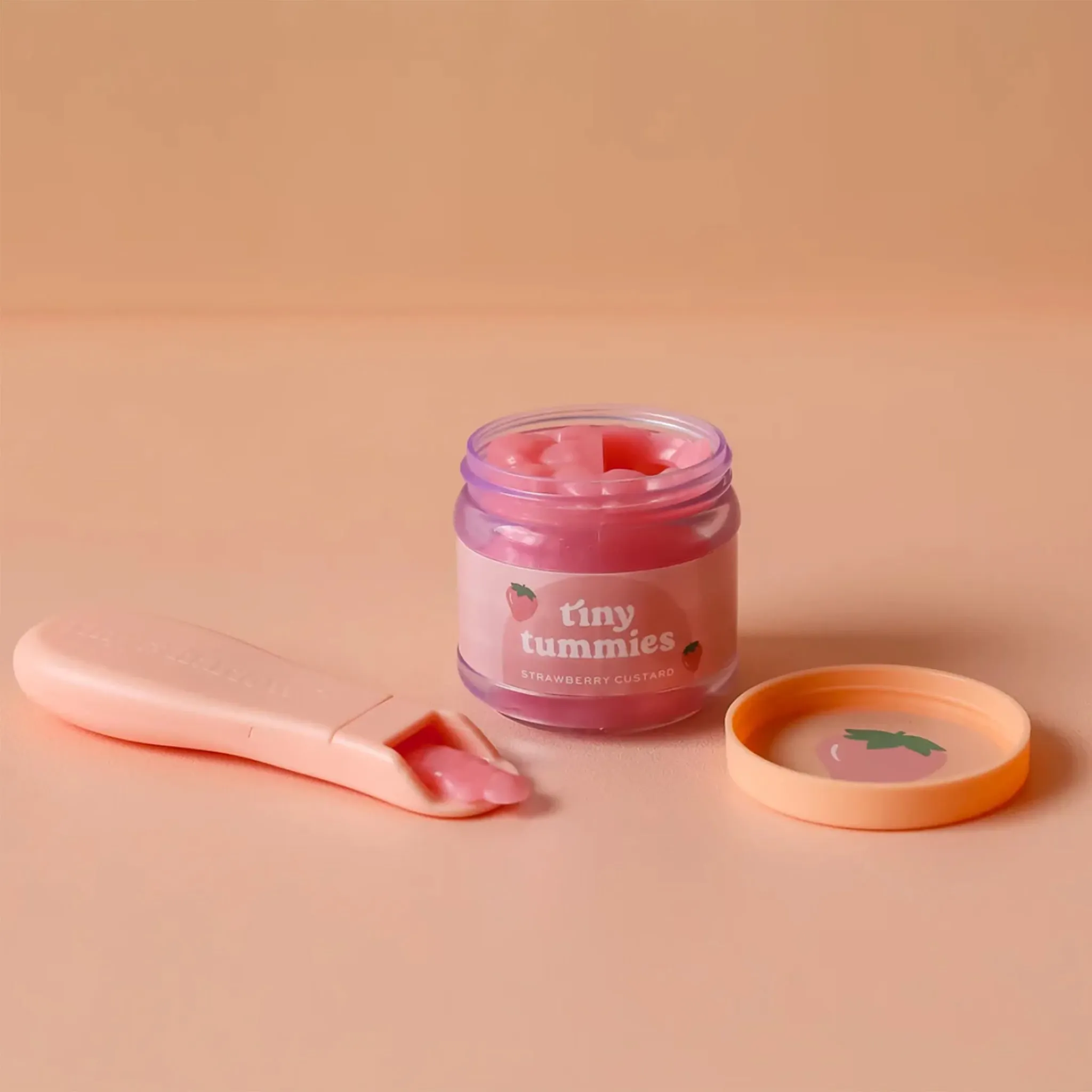 Tiny Harlow Tiny Tummies - Strawberry Custard Food Jar & Spoon Set